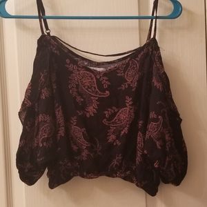 Black cold shoulder crop top